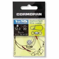 Cormoran 1x19 Wire Leader With Swivel And Corlock Snap Hook 60cm 2pcs 9kg Najlon, Strune Sajle