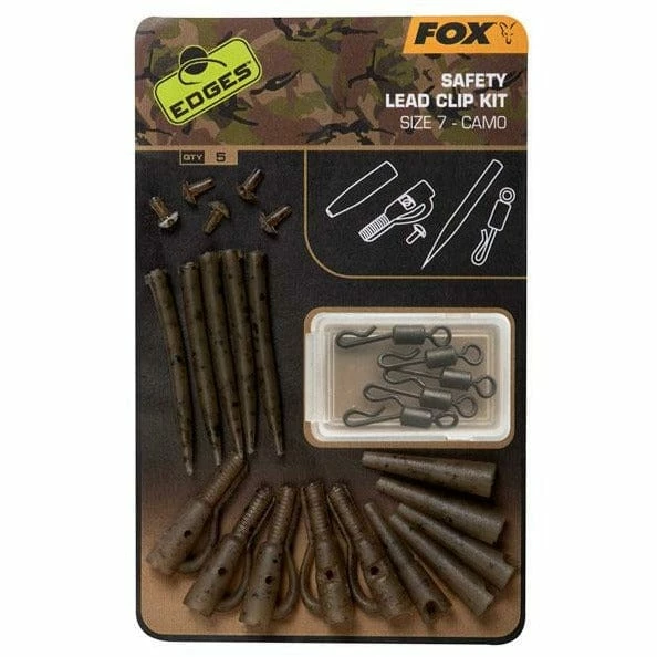 FOX EDGES CAMO SAFETY LEAD CLIP KIT SIZE 7 3 FOX EDGES CAMO SAFETY LEAD CLIP KIT SIZE 7
